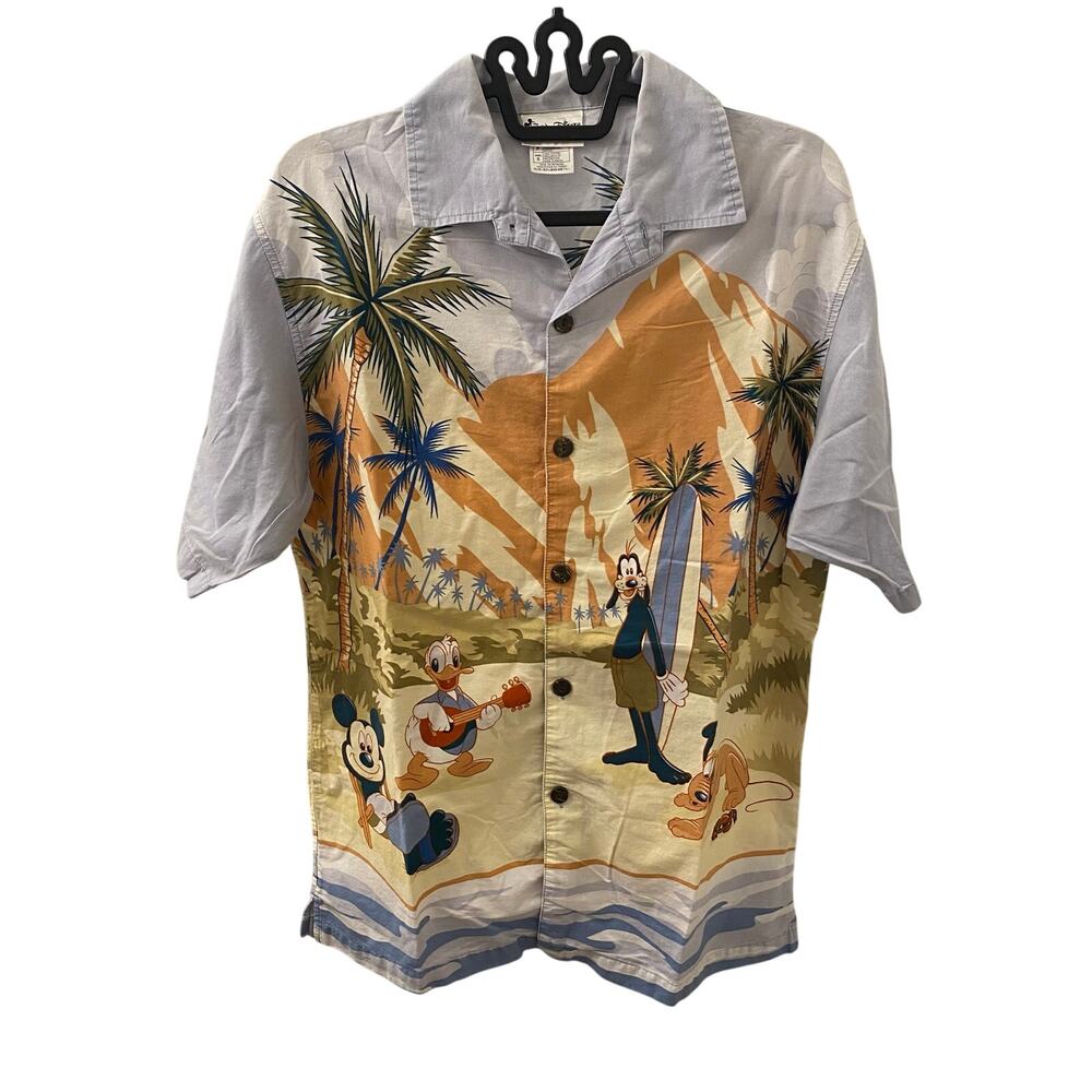 90’s Vintage Disney Hawaiian Beach Button Up Shirt Size Small